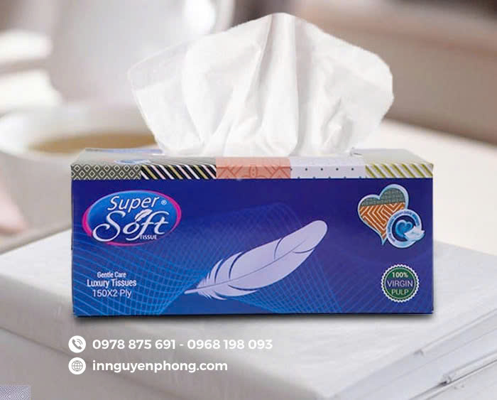 Hộp khăn giấy cán màng nilong tạo cảm giác cao cấp hơn